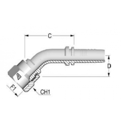 Фитинг для РВД Alfagomma JIC конус 37° внутренняя резьба угол 45 градусов - H1226544-04060S