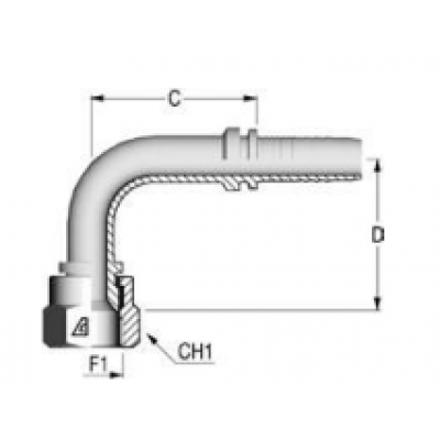 Фитинг для РВД Alfagomma JIC конус 37° внутренняя резьба угол 90 градусов - H1226594-06060M