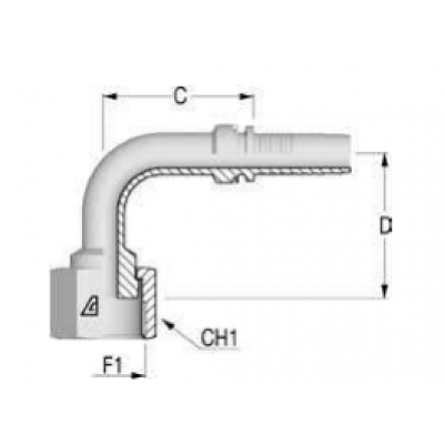 Фитинг для РВД Alfagomma ORFS внутренняя резьба угол 90 градусов - H1222493-16160L