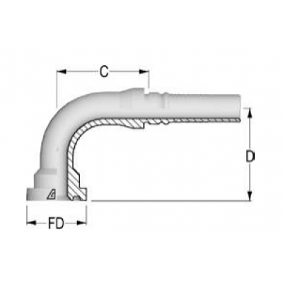 Фитинг для РВД Alfagomma Фланец SF 6000 90 градусов - H1T43690-323200