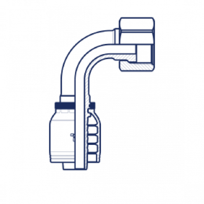 Фитинг для РВД Tieffe предпрессованный ORFS внутренняя резьба угол 90° укороченный - накидная гайка (серия H) - HX0404FRS90C