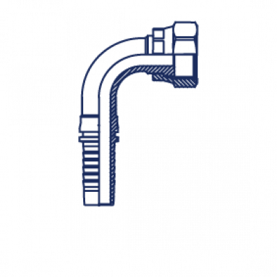 Фитинг для РВД POWERMASTER ORFS внутренняя резьба обжатая гайка угол 90° - 24291-06-06-PM