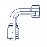 Фитинг для РВД Tieffe предпрессованный ORFS внутренняя резьба угол 90° удлиненный - накидная гайка (серия H) - HX0404FRS90L