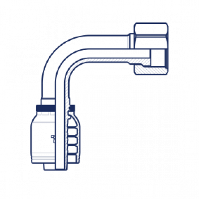 Фитинг для РВД Tieffe предпрессованный ORFS внутренняя резьба угол 90° удлиненный - накидная гайка (серия H) - HX1616FRS90L