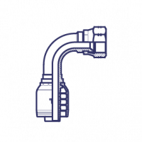 Фитинг для РВД Tieffe JIC внутренняя резьба - конус 37° - угол 90° - предварительно обжатая гайка (серия H) - HX0304FIP90