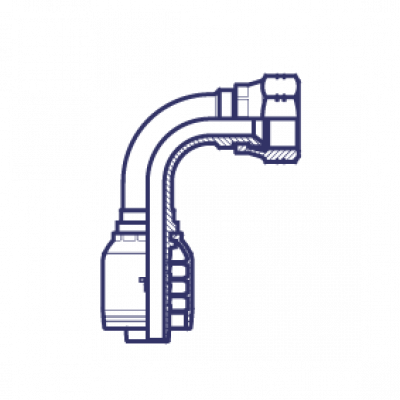 Фитинг для РВД Tieffe JIC внутренняя резьба - конус 37° - угол 90° - предварительно обжатая гайка (серия H) - HX0506FIP90