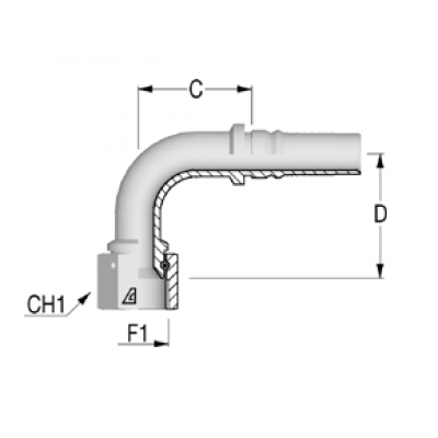 Фитинг для РВД Alfagomma JIC Interlock внутренняя резьба 90 градусов - H1722592-242400