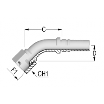 Фитинг для РВД Alfagomma JIC Interlock внутренняя резьба 45 градусов - H1722542-121200