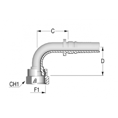 Фитинг для РВД Alfagomma ORFS Interlock внутренняя резьба 90 градусов - H1722491-202000