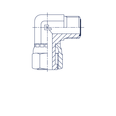 Соединение проходное PN Угол 90° обж. гайка - 407208
