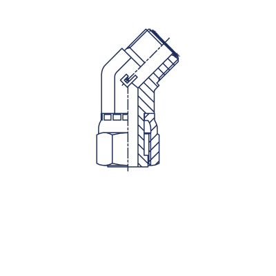 Соединение проходное PN Угол 45° обж. гайка - 407307