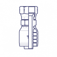 Фитинг для РВД Tieffe JIC внутренняя резьба - конус 37° двойная шестигранная гайка - предварительно обжатая гайка (серия H) - HX0404FICP