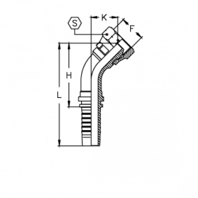 Фитинг для РВД Tieffe DKM Внутренняя резьба угол 45° обжатая гайка - CX05FW16A45