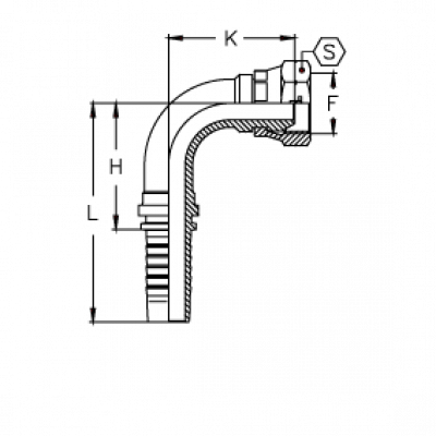 Фитинг для РВД Tieffe DKM Внутренняя резьба угол 90° обжатая гайка - CX06FW22A90