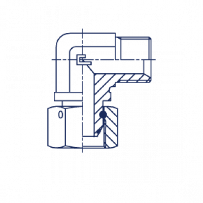 Соединение проходное штуцер-гайка PF Угловой адаптер BSP 90° с накидной гайкой - 306404