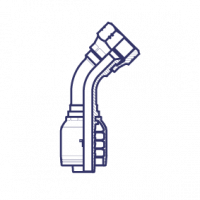 Фитинг для РВД Tieffe SAE внутренняя резьба - конус 45° - угол 45° - предварительно обжатая гайка SAE J513 (серия H) - HX0507FJP45