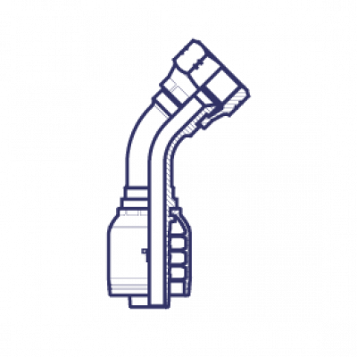 Фитинг для РВД Tieffe SAE внутренняя резьба - конус 45° - угол 45° - предварительно обжатая гайка SAE J513 (серия H) - HX1212FJP45