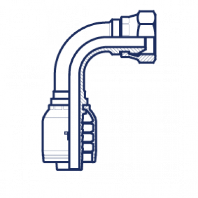 Фитинг предпресованный BSP внутренняя резьба конус 60° угол 90° - предварительно обжатая гайка BS 5200 - ISO 12151-6 (серия H) - HX0404FGP90