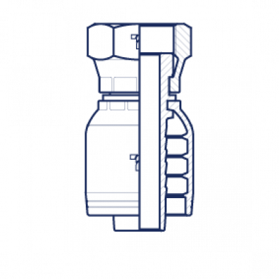 Фитинг предпресованный BSP Конус 90° внутренняя дюймовая резьба плоское уплотнение, предварительно обжатая гайка (серия H) - HX1010FGFP
