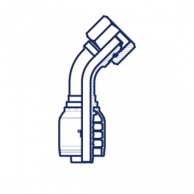 Фитинг предпресованный BSP внутренняя резьба конус 60° O'RING угол 45° шестигранная гайка BS 5200 - ISO 12151-6 (серия H) - HX0404FGOL45