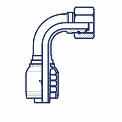 Фитинг предпресованный BSP внутренняя резьба конус 60° O'RING угол 90° шестигранная гайка BS 5200 - ISO 12151-6 (серия H) - HX1012FGOS90