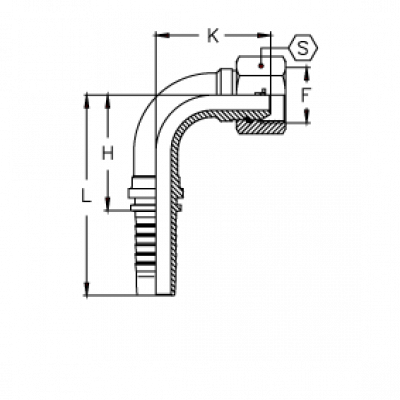 Фитинг универсальный CX BSP с внутренней резьбой, углом 90° и уплотнением O'RING - CX0404FGOL90