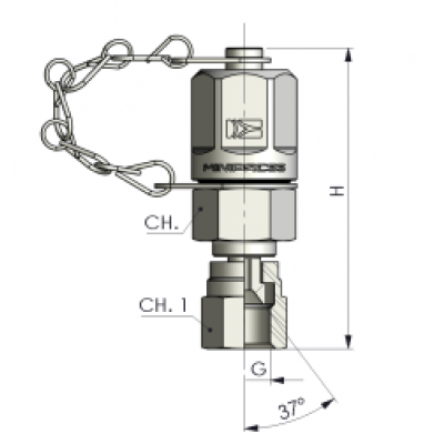 Контрольная точка 16x2 - JIC (Г) 9/16-18 (накидная гайка, металл.) S11509163C