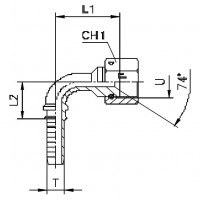 Фитинг CAST DN 06 JIC (Г) 1/2 (90) (штифтованная гайка) 802004