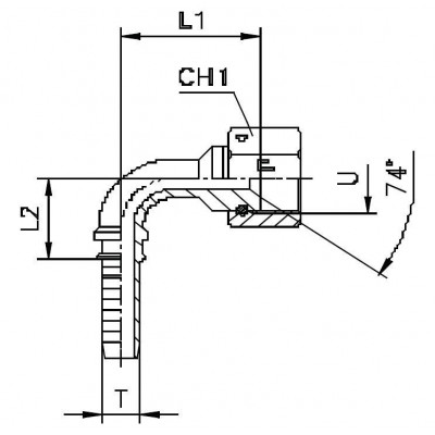 Фитинг CAST DN 06 JIC (Г) 1/2 (90) (штифтованная гайка) 802004