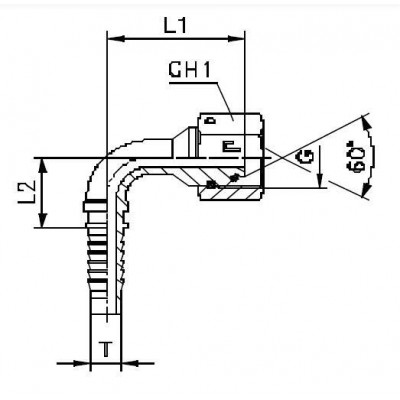 Фитинг CAST DN 06 BSP (Г) 1/4 (90) (накидная гайка) (o-ring) 803054