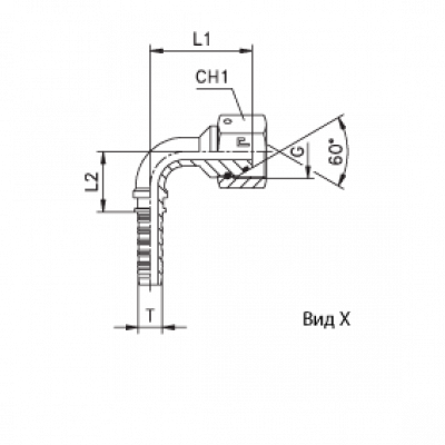 Фитинг CAST DN 08 BSP (Г) 3/8 (90) (штифтованная гайка) (o-ring) 803007