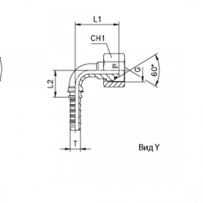 Фитинг CAST DN 10 BSP (Г) 3/8 (90) (штифтованная гайка) (o-ring) 803009