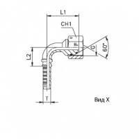 Фитинг CAST DN 06 BSP (Г) 1/2 (90) (штифтованная гайка) (o-ring) 803026