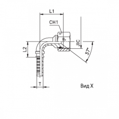 Фитинг CAST DN 06 JIC (Г) 9/16 (90) (накидная гайка) 802055